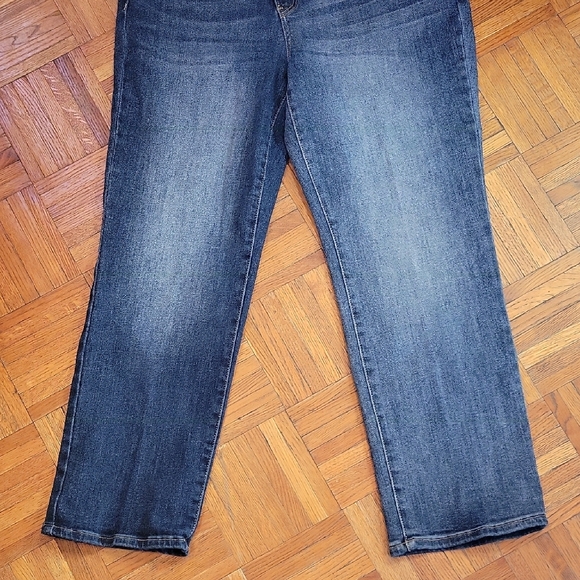 Risen ASYMMETRICAL Straight Leg Dark Blur Demin Jeans Size 1XL - Picture 6 of 12